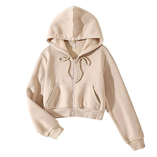 LOFAAC BINIDE Women Fleece Full Zip Up Cropped Hoodie Sweatshirt | Amazon (US)