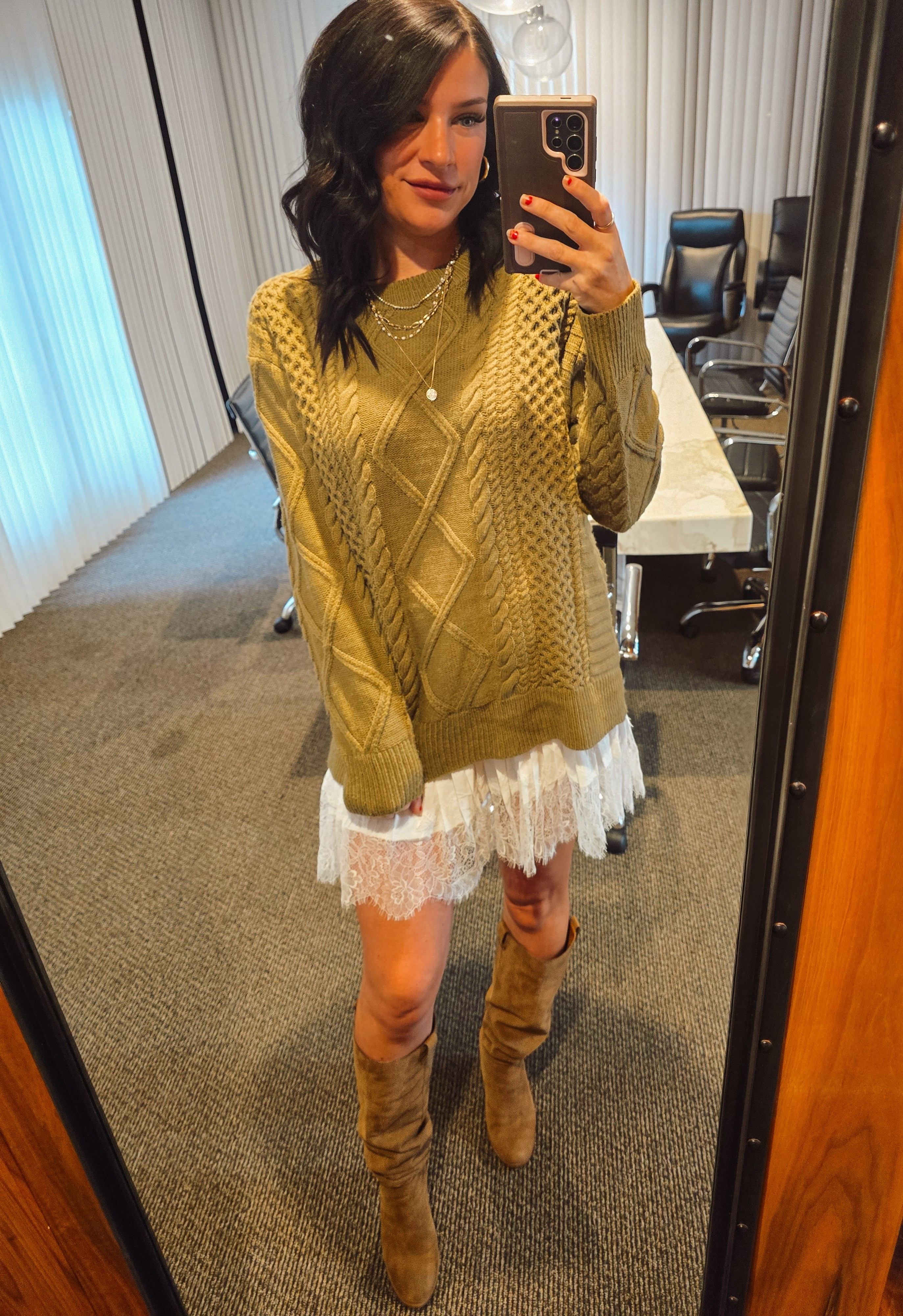 Another office day another outfit selfie. Skirts and boots area my favorite this time of year and these vici boots are my favorite. 

#LTKFindsUnder100 #LTKStyleTip #LTKWorkwear