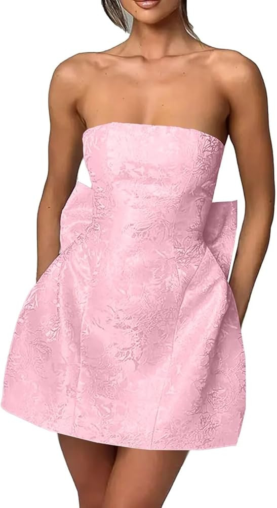 Fivsole Strapless Satin Mini Homecoming Dress for Teens 2024 Short Formal Cocktail Party Mini Dre... | Amazon (US)