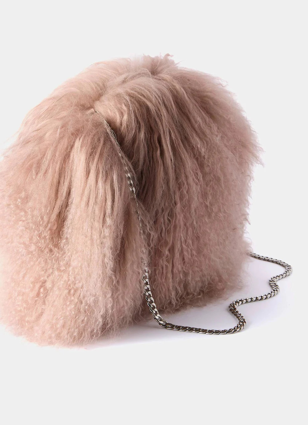 Fallon Pale Pink Mongolian Fur Bag | Mint Velvet