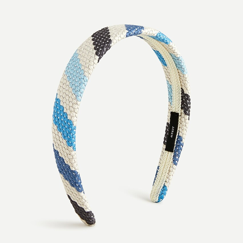Raffia headband in blue stripe | J. Crew US