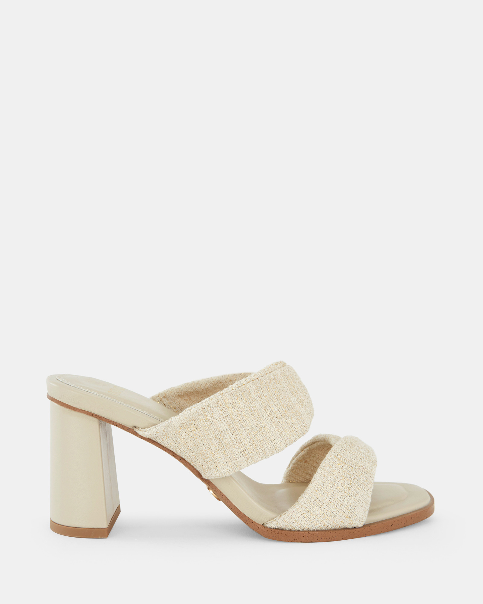 LESIA METALLIC LINEN Open Toe Heels | Novo Shoes