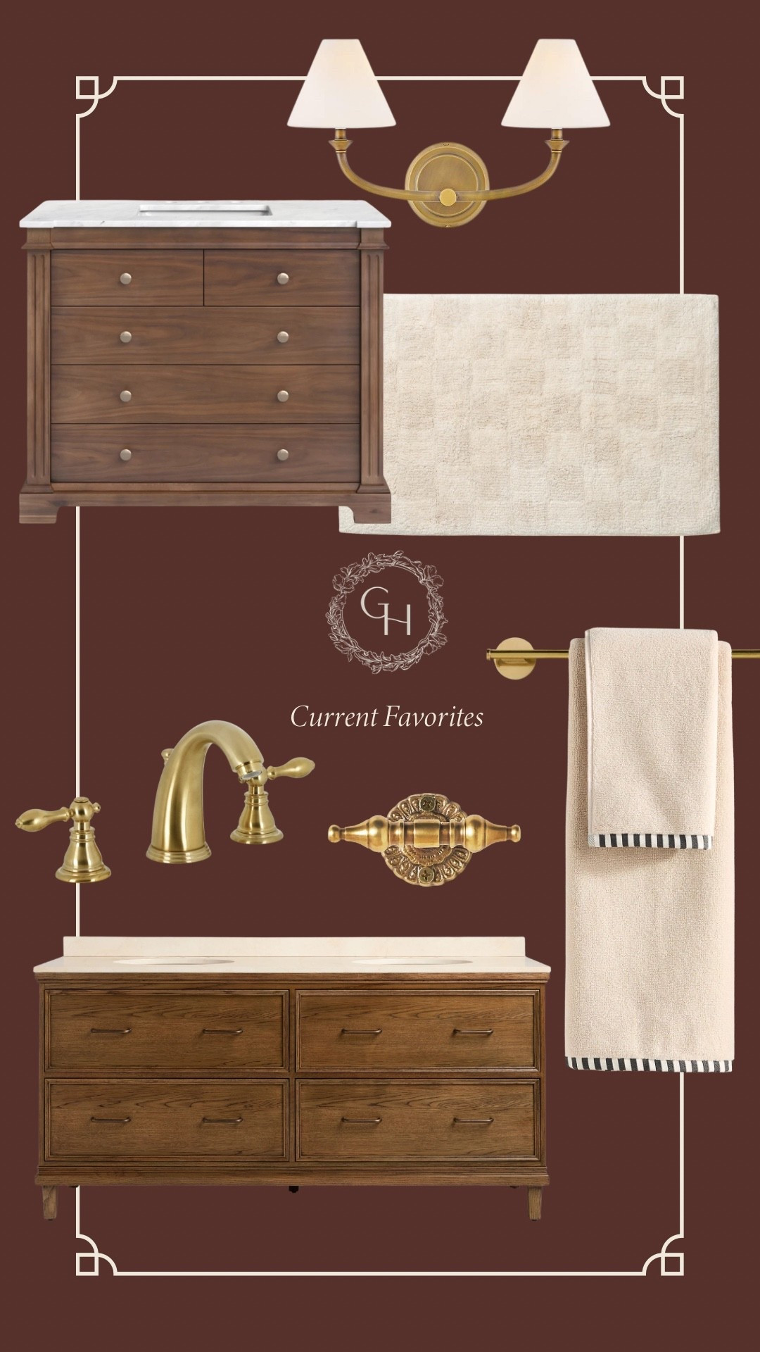 Bathroom faves! Vanity, bath vanity, bath mat, bathroom faucet, bathroom towels, bath hook, double wall sconce

#LTKHome