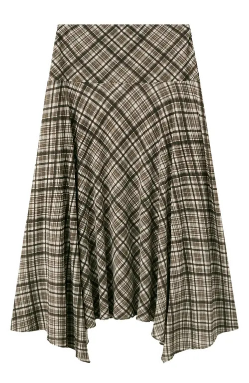 MANGO Check Asymmetric Maxi Skirt in Brown at Nordstrom, Size X-Small | Nordstrom