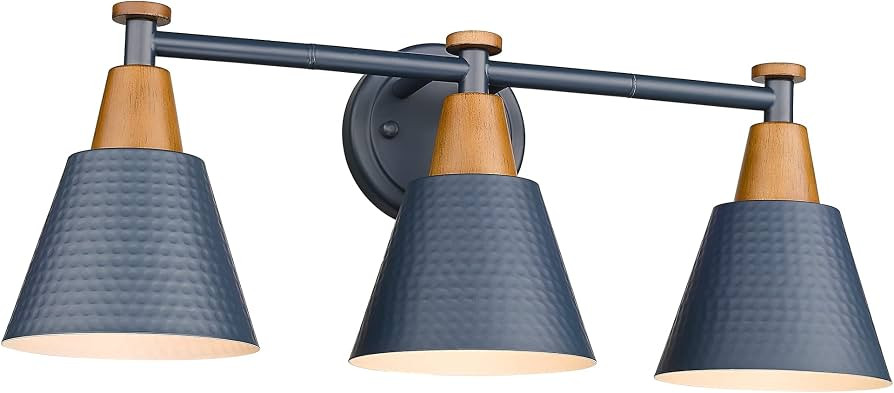 FEMILA Bathroom Vanity Light, 3-Light Modern Bathroom Light Fixture with Hammered Metal Shade Fin... | Amazon (US)