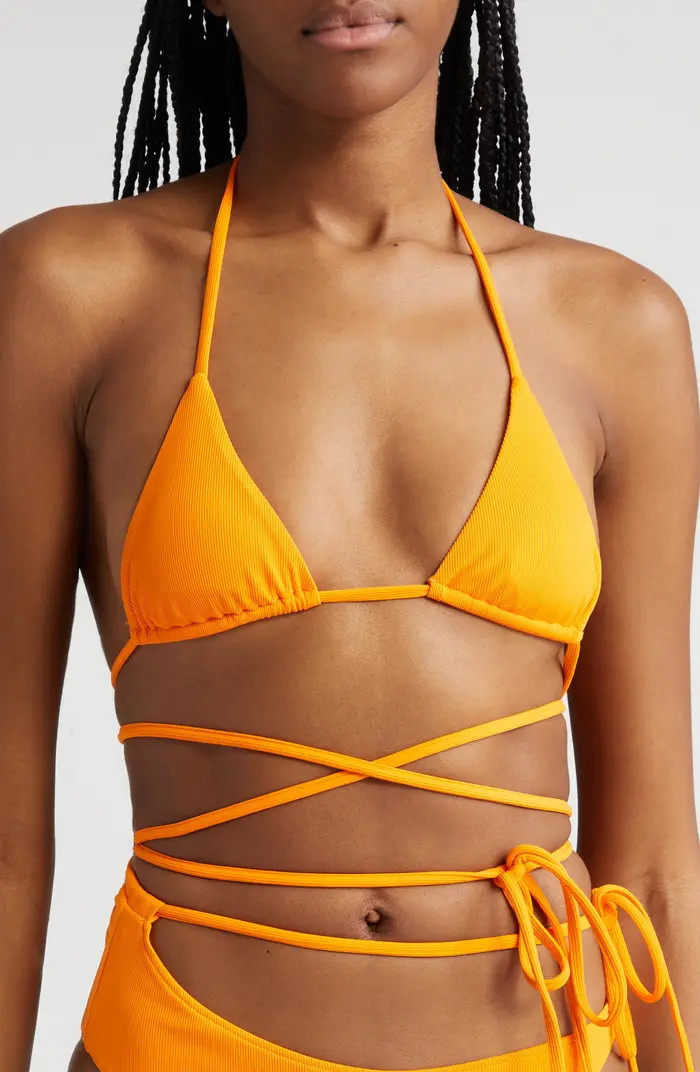 K.NGSLEY Naomi Halter Crossover Tie Waist Bikini Top | Nordstrom | Nordstrom