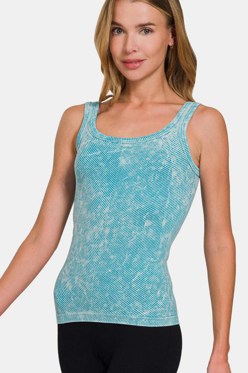 Zenana Ribbed Scoop Neck Tank Ice Blue / L/XL | Casual Chic Boutique