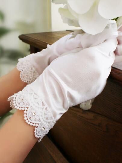 Scallop Trim Bridal Gloves | SHEIN