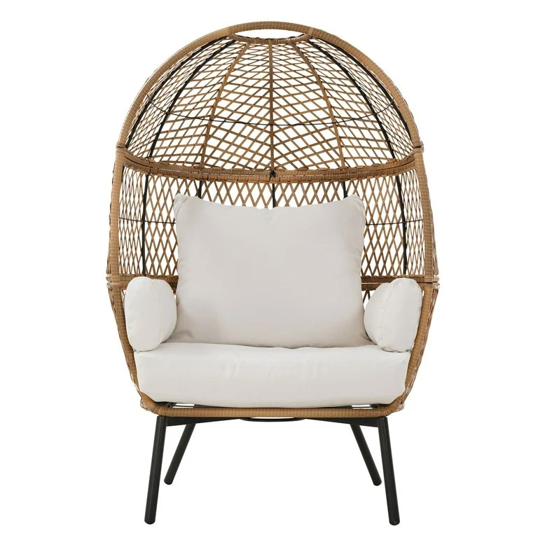 Better Homes & Gardens Ventura Boho Stationary Wicker Egg Chair | Walmart (US)