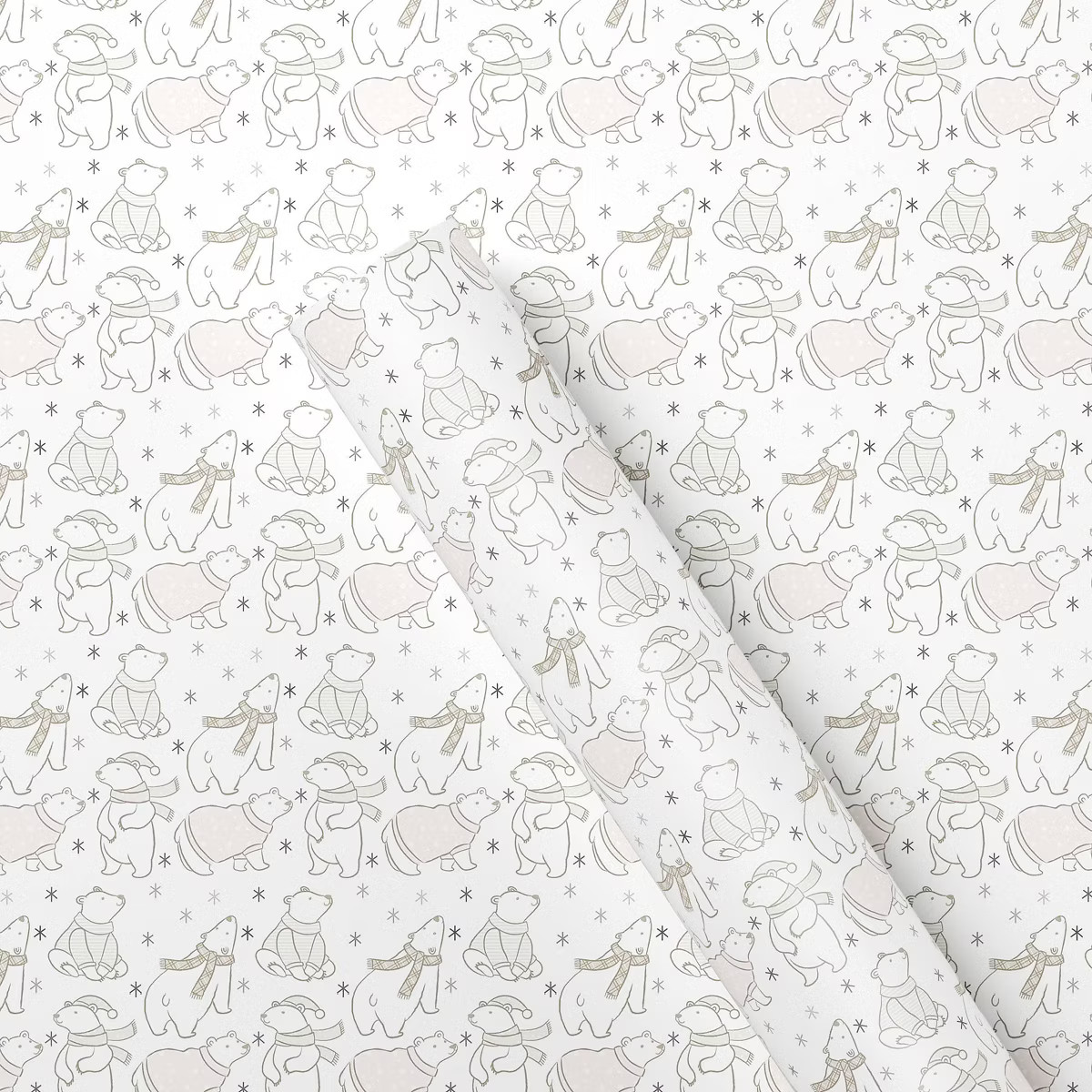 25 sq ft Bears Christmas Gift Wrap White - Wondershop™ | Target