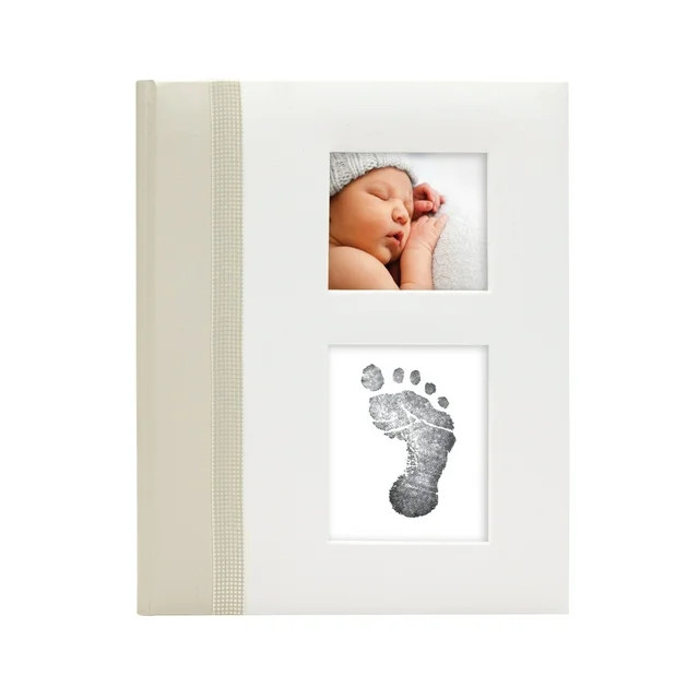 Pearhead Classic Baby Book with Clean-Touch Ink Pad for Handprint or Footprint, Ivory | Walmart (US)