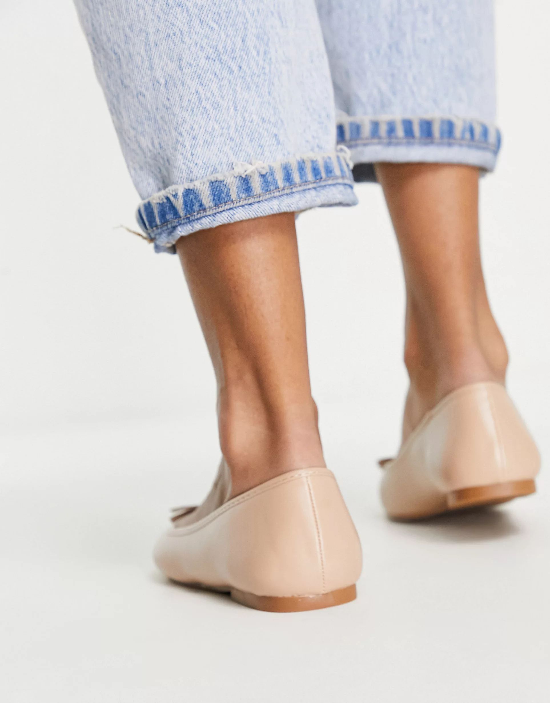 ASOS DESIGN Locus round ballet flats in beige | ASOS (Global)