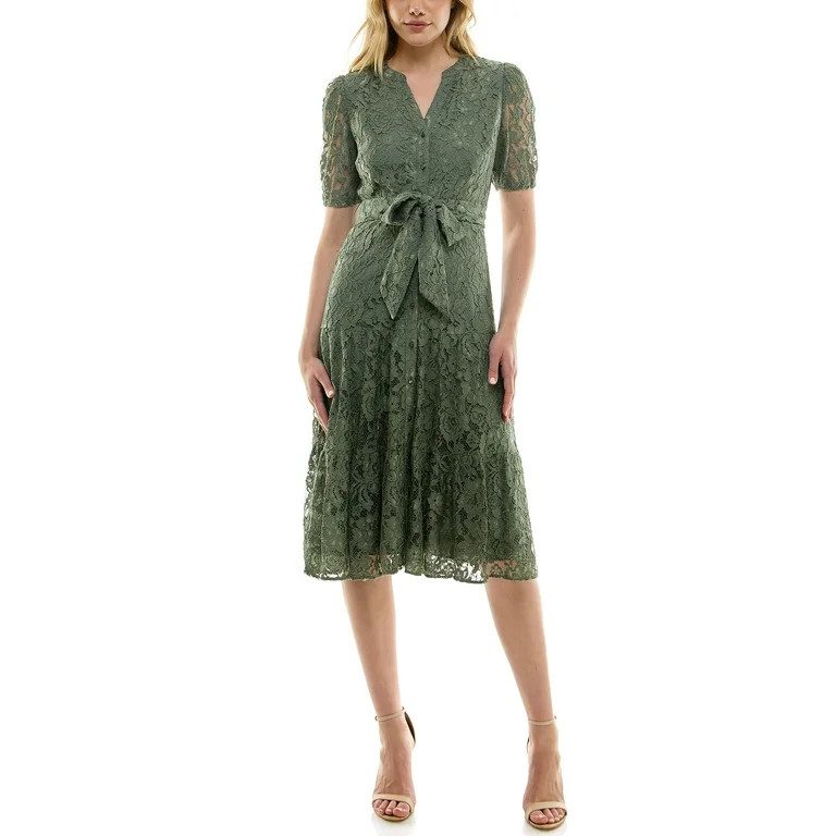 Nanette Lepore Women's Puff Sleeve Lace Midi Dress, Sizes XS-XXXL - Walmart.com | Walmart (US)