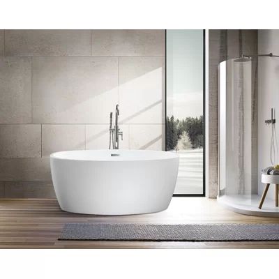 55" x 32" Freestanding Soaking Acrylic Bathtub | Wayfair North America