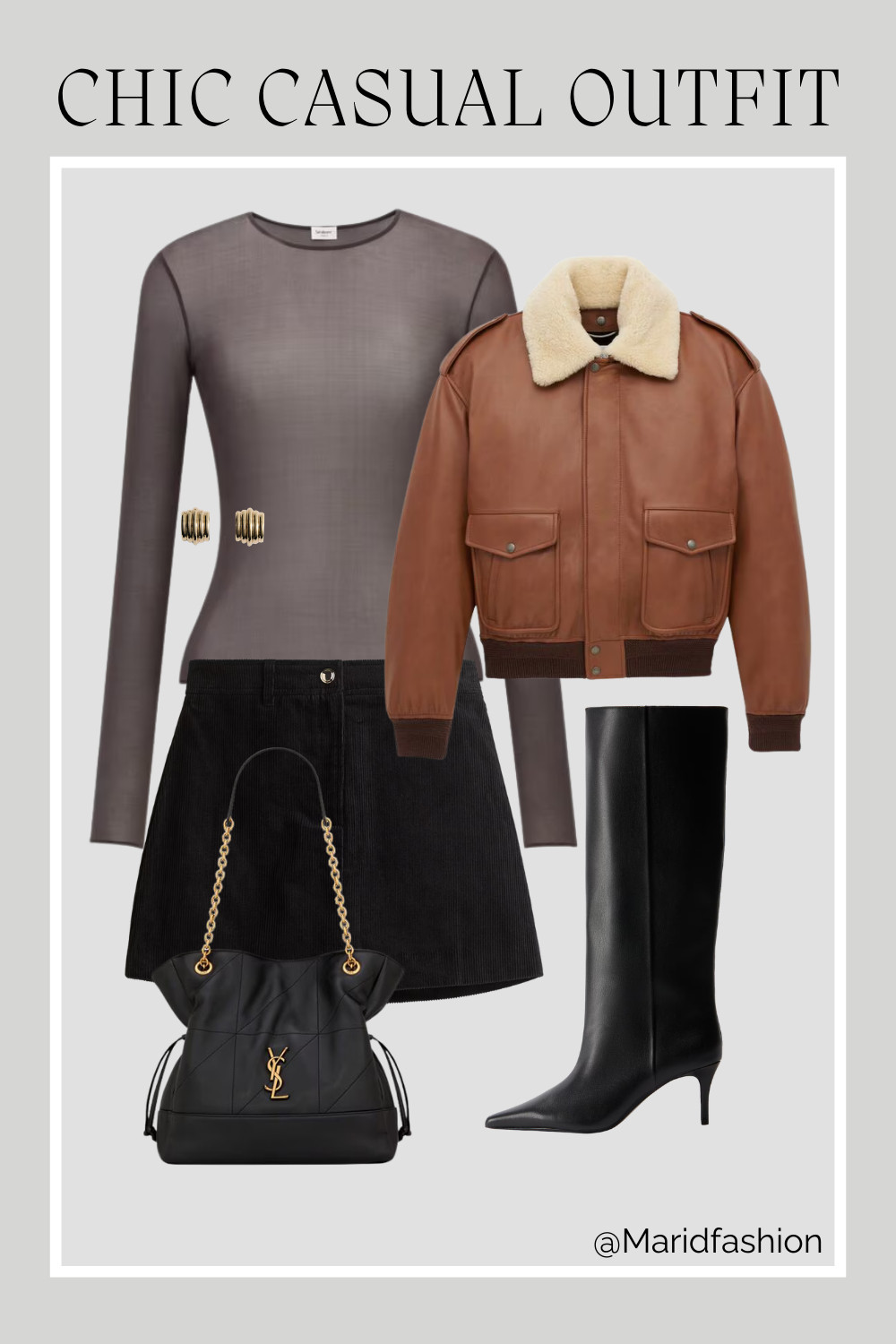 This outfit is the perfect blend of edgy and cozy, featuring a grained leather and shearling bomber jacket that adds instant texture and warmth. Pairing it with a sleek jersey crewneck bodysuit and a mini skirt creates a streamlined silhouette, while high-knee boots elevate the entire look for a polished, chic finish.

Shop the look below!
#LTKstyletip #LTKfit #bomberjacket #leatherandshearling #chiccasual #winteroutfit #parisianstyle #kneehighboots #miniskirtstyle #quietluxury #streetstyleinspo #fallfashion 

 #LTKootd #LTKSeasonal #LTKActive