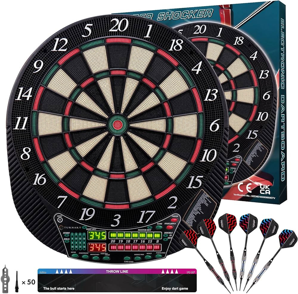 Electronic Dart Board - Dart Board Electronic Scoreboard for 16 Players - 6 Darts Plastic Tips 50... | Amazon (US)
