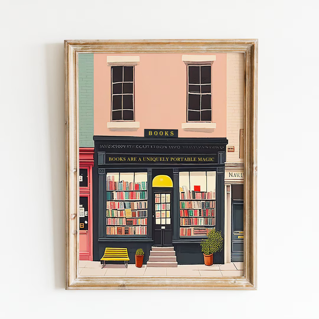 New York bookshop illustration, Bookshop art print,A Bookshop Poster, Book art print, Reading art... | Etsy (US)