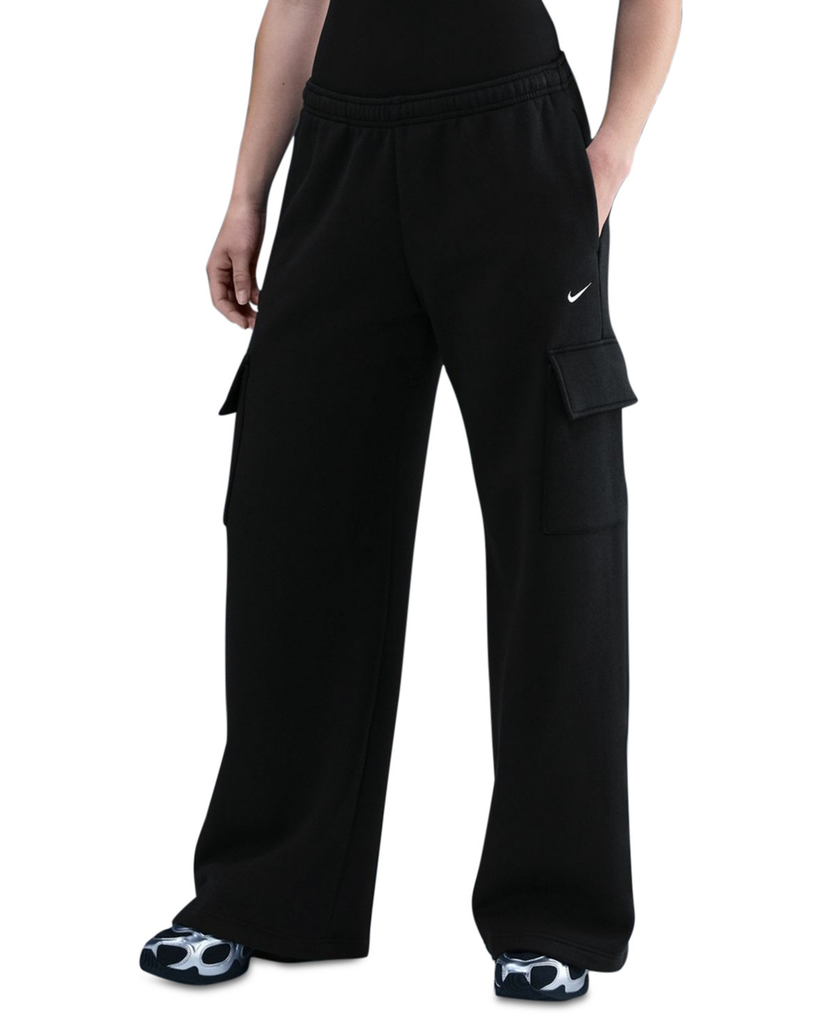 Nike Women's Phoenix Fleece Cargo Sweatpants - Black/Sail | Macy's