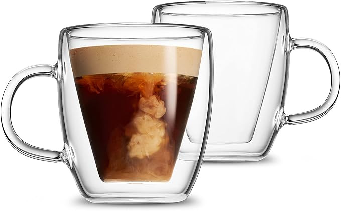 Godinger Espresso Cups, Coffee Mug Set, Glass Coffee Mugs, Double Wall Insulated Glass Coffee Cup... | Amazon (US)