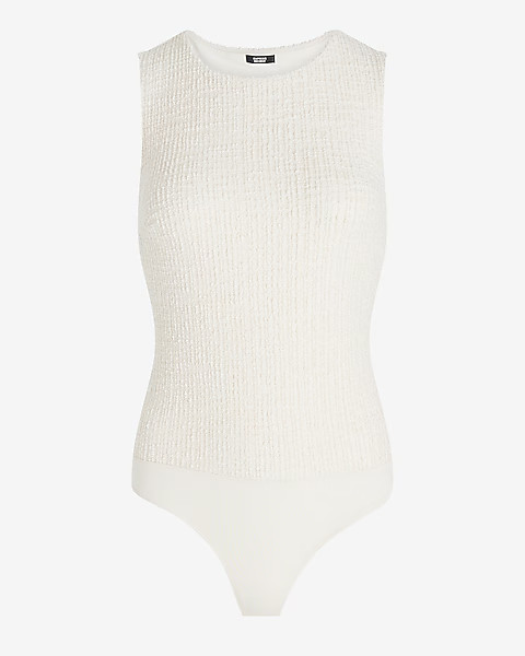 Body Contour Tweed Crew Neck Bodysuit | Express