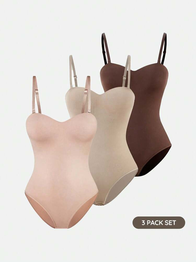 SHAPORA Women's Plain Color Fashionable Bodysuit Shapewear, Suitable For Summer | SHEIN