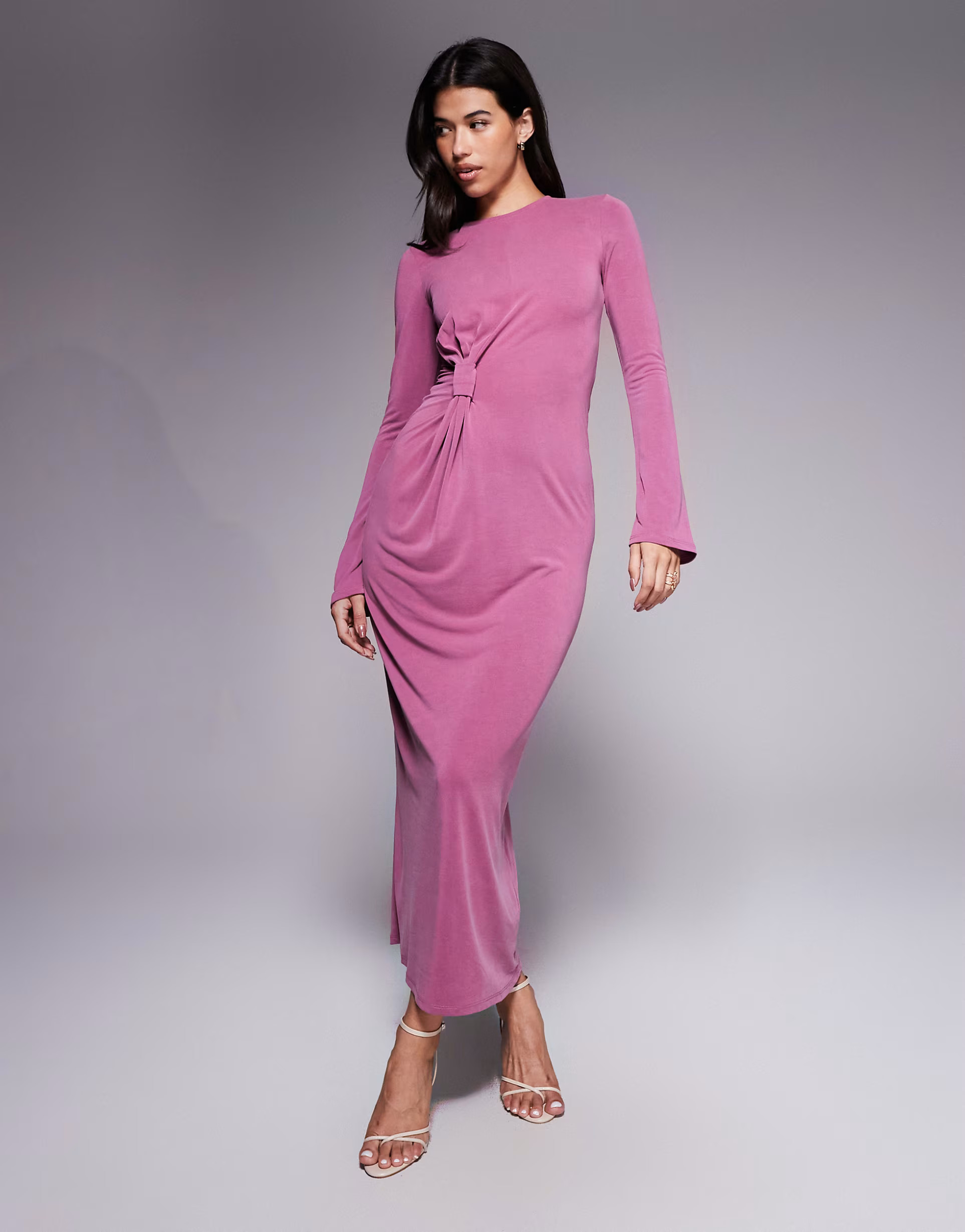 ASOS DESIGN modal twist knot detail maxi dress in mauve | ASOS (Global)