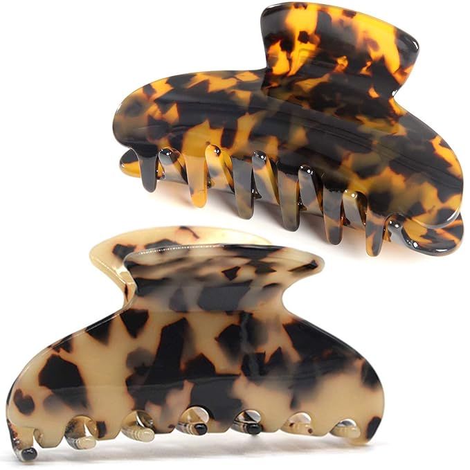 2 Pack Big Hair Claw Clips Tortoise Shell Nonslip Large Claw Clip For Women Celluloid Leopard Pri... | Amazon (US)