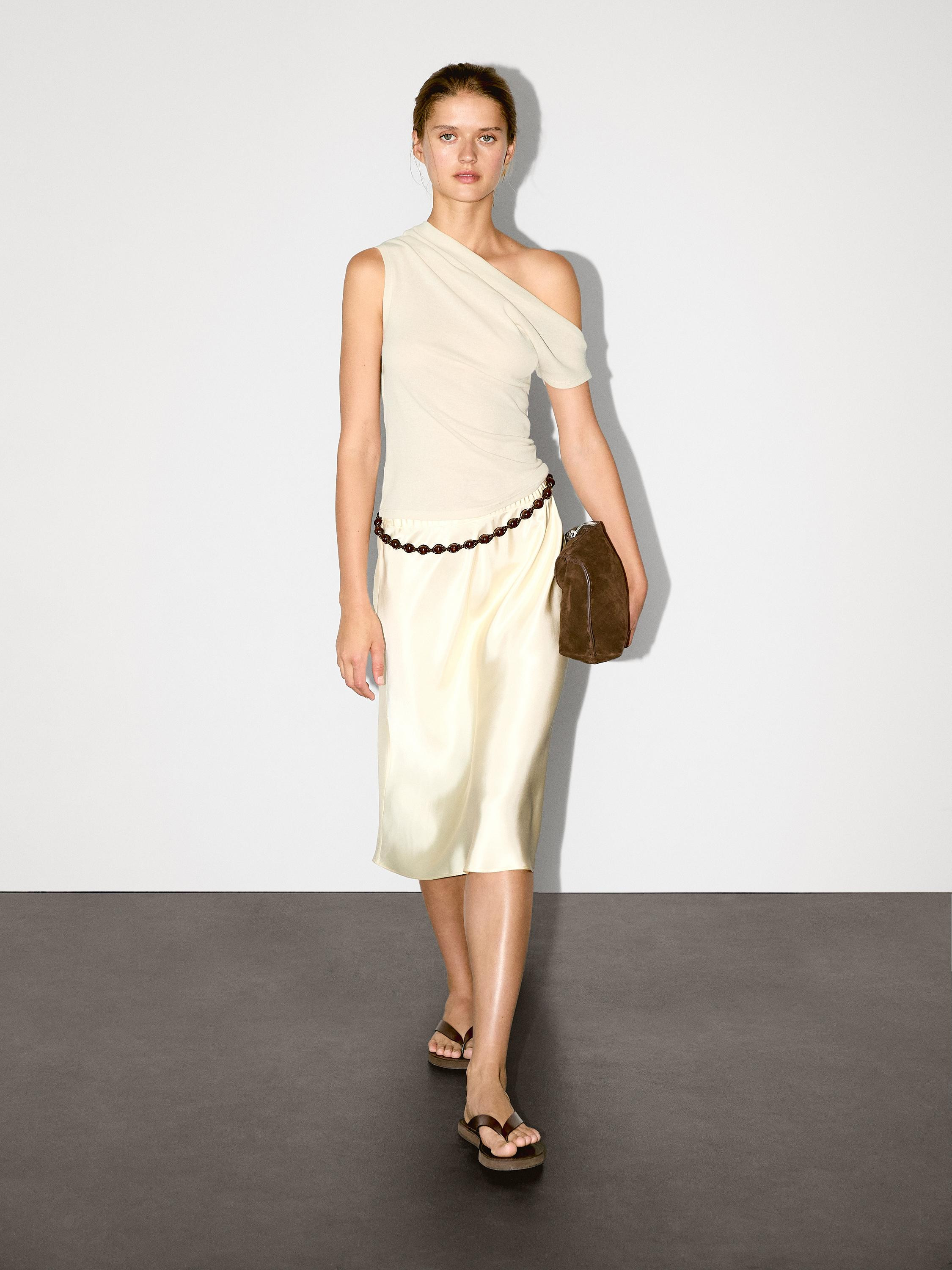 100% cotton asymmetric top | Massimo Dutti UK