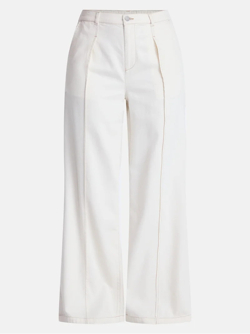 Time and Tru Women's High Rise Drapey Pleated Wide Leg Jeans, 30" Inseam, Sizes XS-XXXL | Walmart (US)