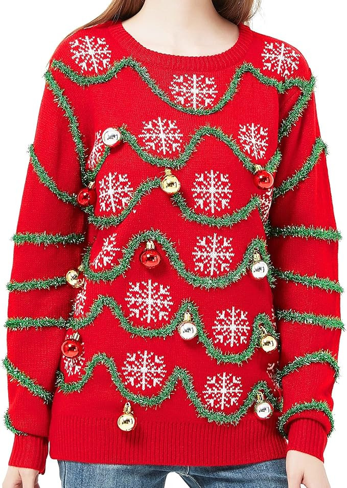 Women's Christmas Reindeer Traditional Knitted Holiday Ugly Sweater Girl Pullover Cardigan | Amazon (US)
