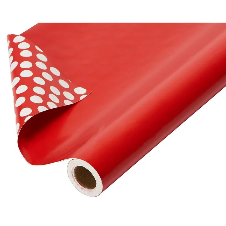American Greetings Reversible Wrapping Paper Jumbo Roll, Red and White Polka Dots (1 Roll, 175 sq... | Walmart (US)