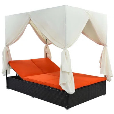 Outdoor Patio Wicker Sunbed Daybed With Adjustable Seats And Weather-Resistant Cushions, For Relaxation And Entertainment | Wayfair North America