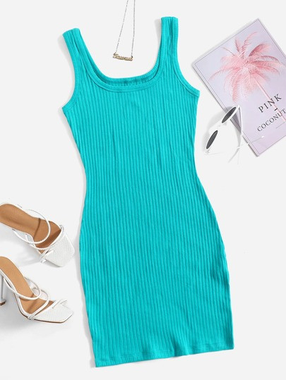SHEIN Rib-knit Solid Bodycon Dress | SHEIN