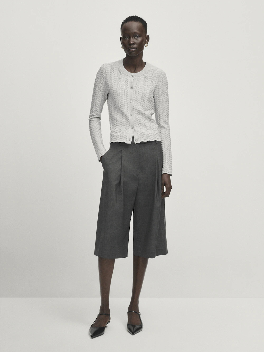 Wavy knit cardigan - Studio | Massimo Dutti US