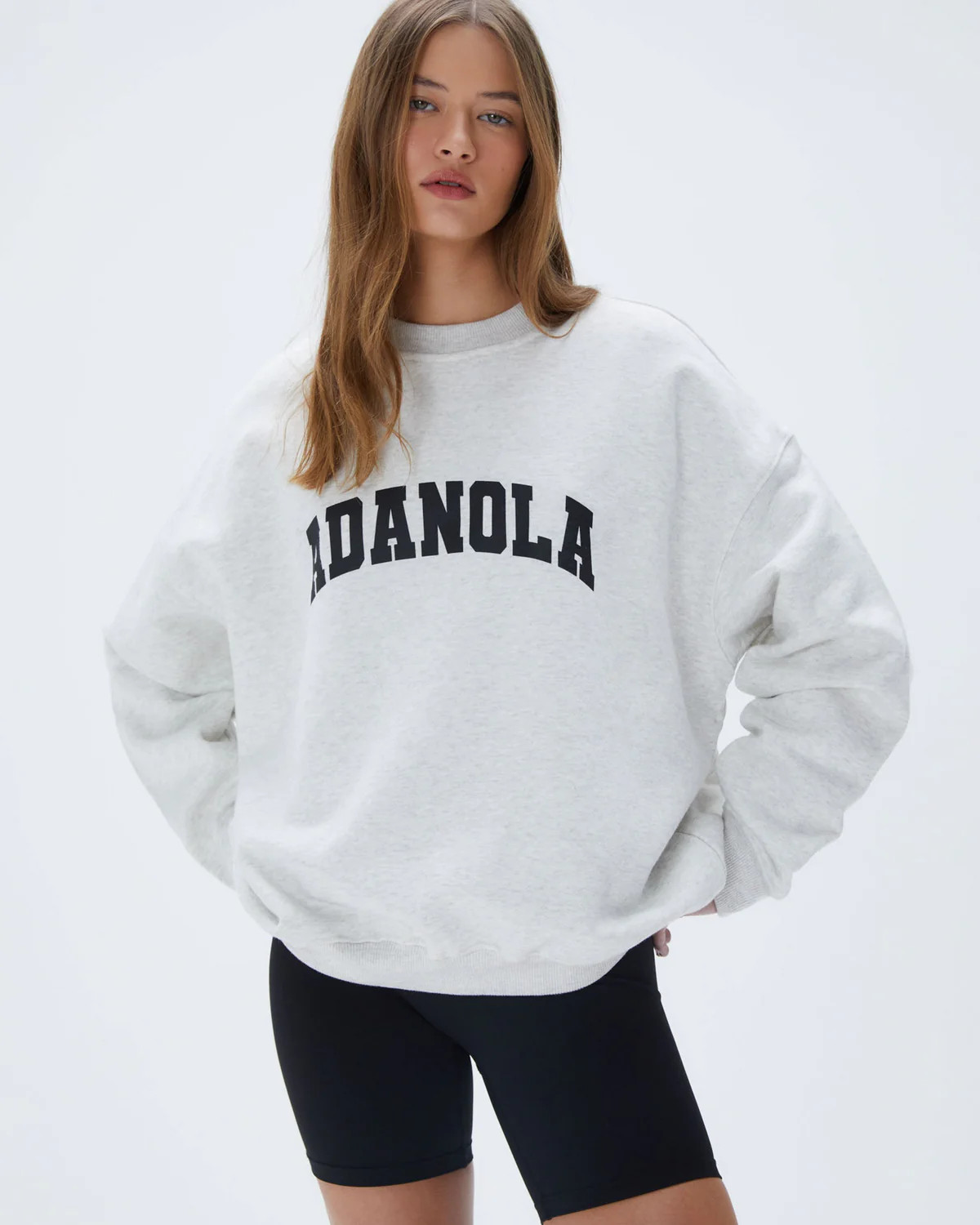 Varsity Oversized Sweatshirt - Light Grey Melange/Black | Adanola UK