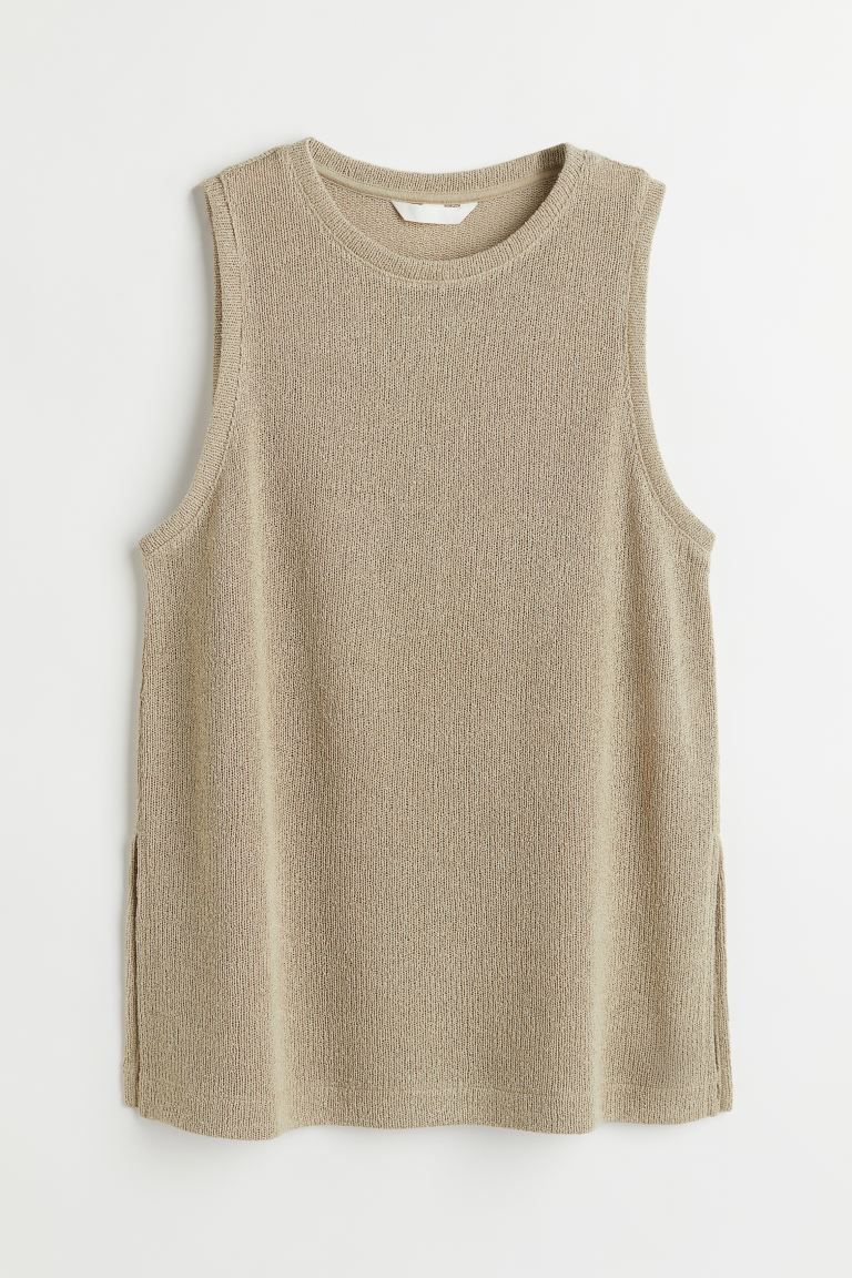 Conscious choiceNew ArrivalVest top in a soft, fine-knit viscose blend with a round neckline, sli... | H&M (UK, MY, IN, SG, PH, TW, HK)