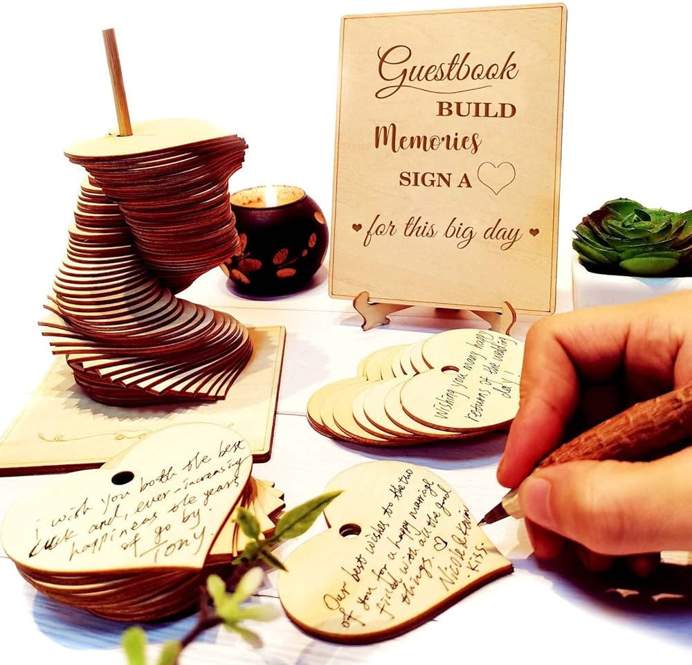 Wedding Guest Book Alternative Sign 72 Wood Hearts Guest Book Wedding Reception, Wedding Decorati... | Amazon (US)