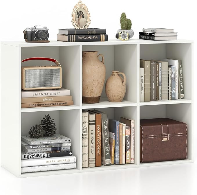 Giantex 6-Cube Bookcase, 3-Tier Cubby Bookshelf, Horizontal Vertical Display Rack with Anti-Tippi... | Amazon (US)