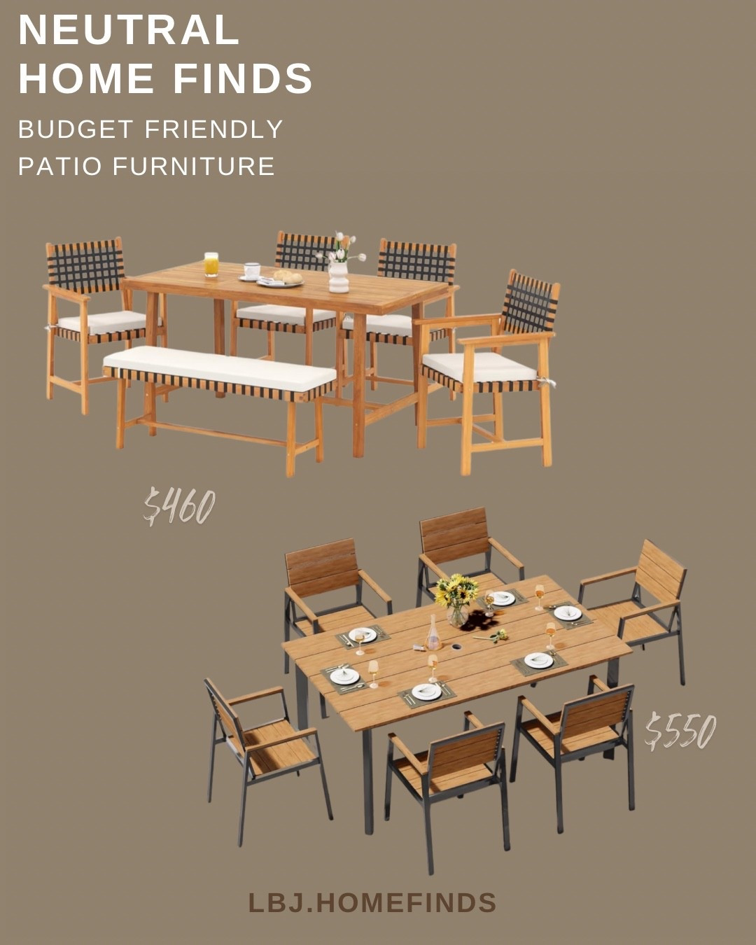 My fave and AFFORDABLE 7 piece outdoor dining sets✨

Warm wood patio furniture that instantly upgrades your outdoor space 🌿 These neutral outdoor dining sets mix natural wood tones with modern frames for the perfect patio setup. Affordable patio furniture sets starting around $460 — perfect for backyard entertaining, patio dinners, and summer hosting.

wood patio furniture, neutral outdoor dining set, modern outdoor furniture, backyard patio ideas

#LTKSaleAlert #LTKSeasonal #LTKHome