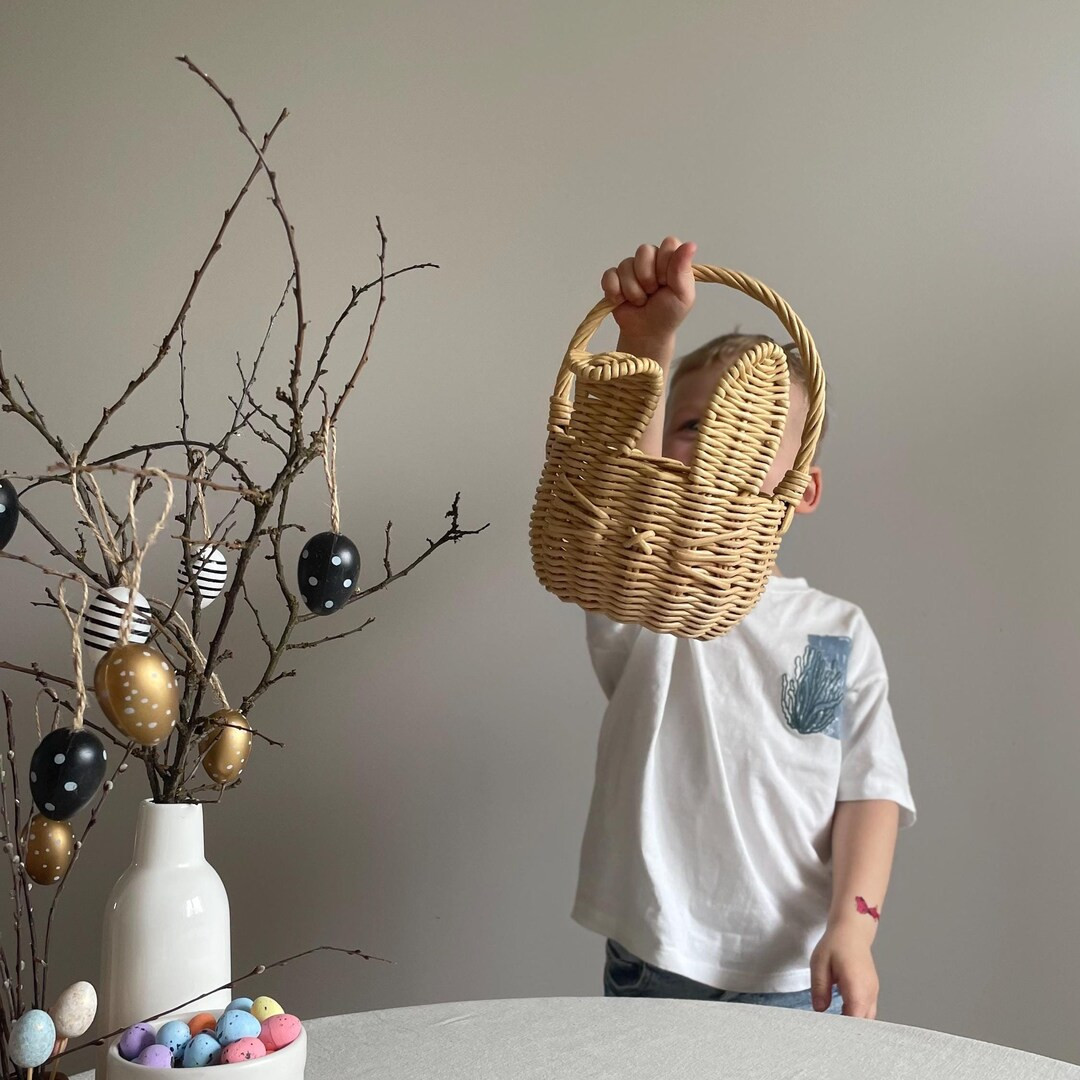 Wicker Easter Basket, Bunny Ears Design, Handmade Easter Basket for Kids and Holiday Decor - Etsy | Etsy (US)