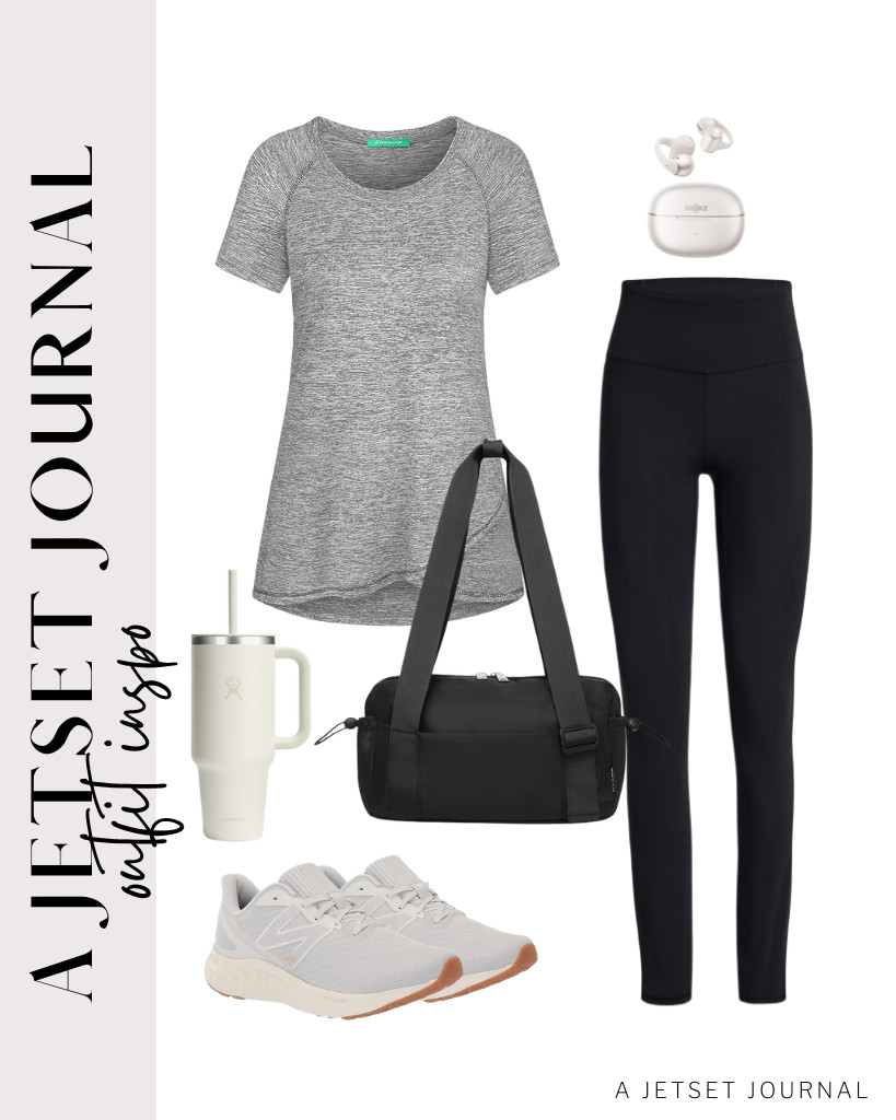You can use this gray Kimmery workout shirt and black leggings combo for your next outfit. You can carry this Hydro Flask tumbler and your mini duffle bag to match the look. Don’t forget to bring your SHOKZ open-ear clip-on earbuds!

#LTKSeasonal #LTKSaleAlert #LTKTravel
 

 
