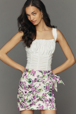 Maeve 100% Cotton Floral Wrap Mini Skirt | Anthropologie (US)