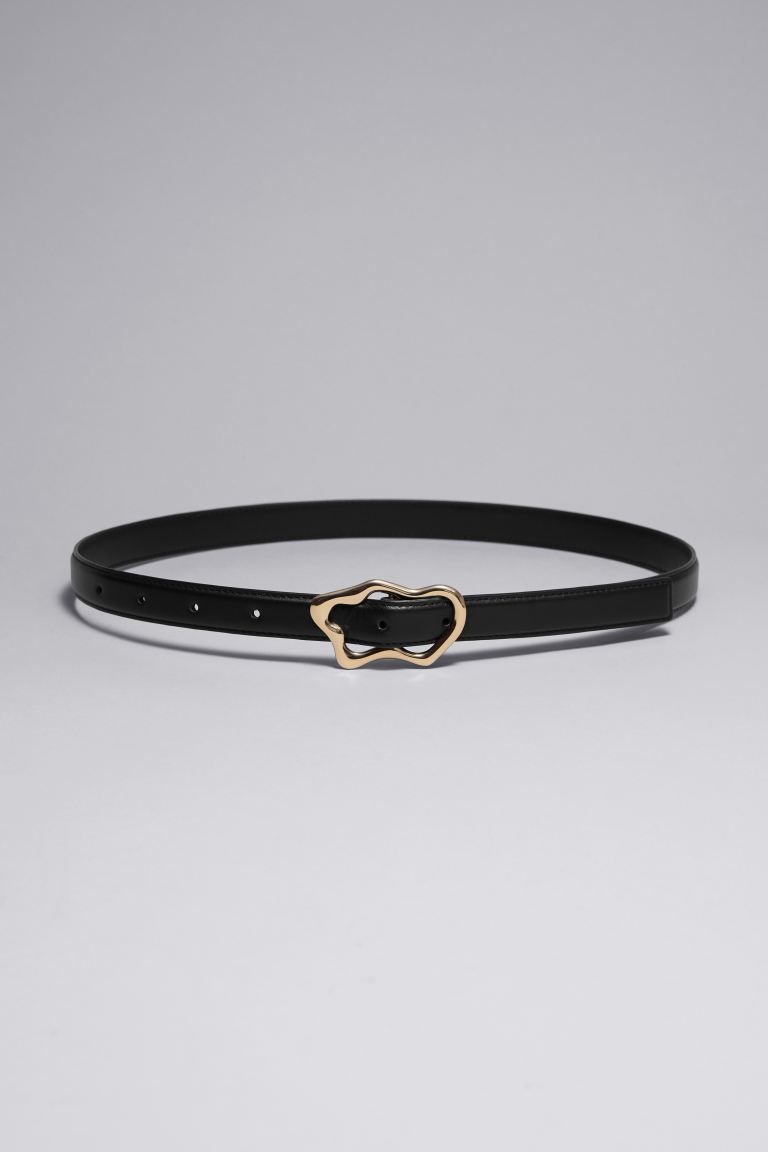 Sculpted Buckle Leather Belt | H&M (UK, MY, IN, SG, PH, TW, HK)