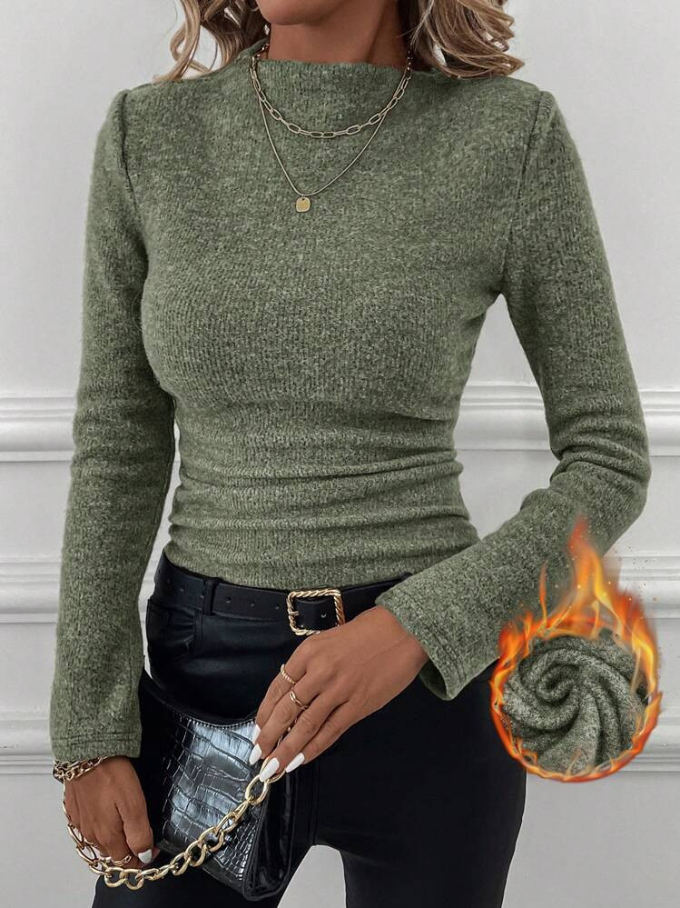 SHEIN Clasi Women's Slimming Base Layer Thermal Lined T-Shirt, Autumn/Winter Long Sleeve T-Shirt | SHEIN