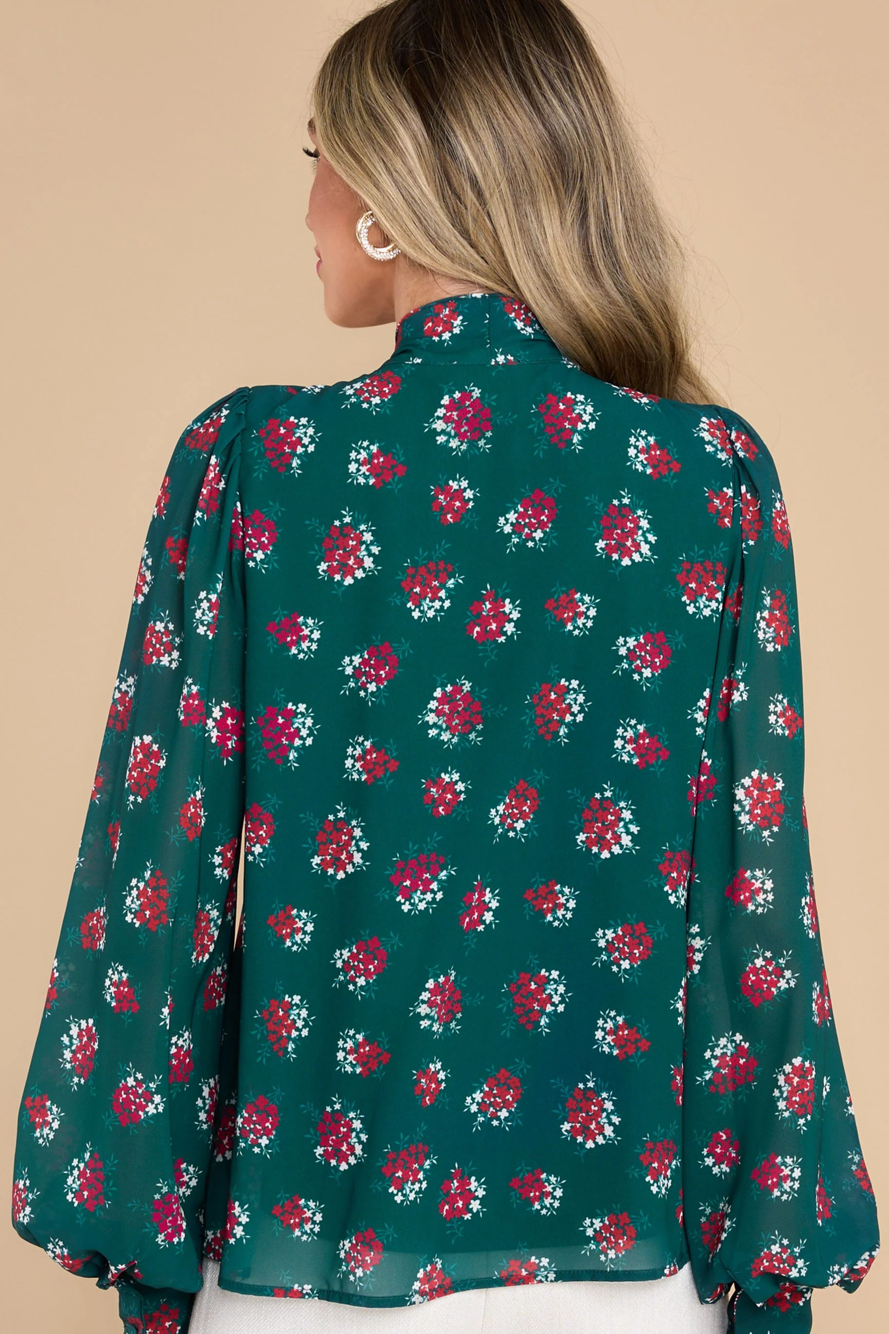 She's Always Right Dark Emerald Floral Print Top | Red Dress 