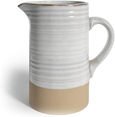 Barnyard Designs Ceramic Stoneware 1.5 Quart Pitcher with Handle, Vintage Farmhouse Style Milk Ju... | Amazon (US)