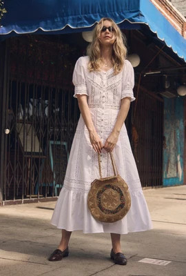 Lucia Soft White Cotton Maxi Dress | Eileen West