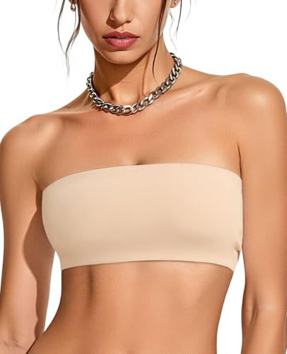 Upushall Strapless Bandeau Bras for Women Seamless Comfort Wireless Bralettes Non-Padded Tube Bra Beige 32C | Amazon (US)