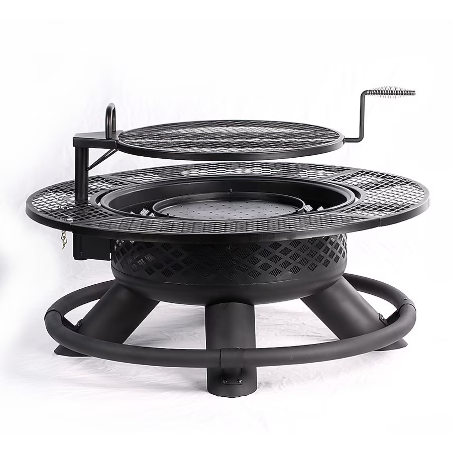 Master Forge Rancher 47.24-in W Black Steel Wood-Burning Fire Pit | Lowe's