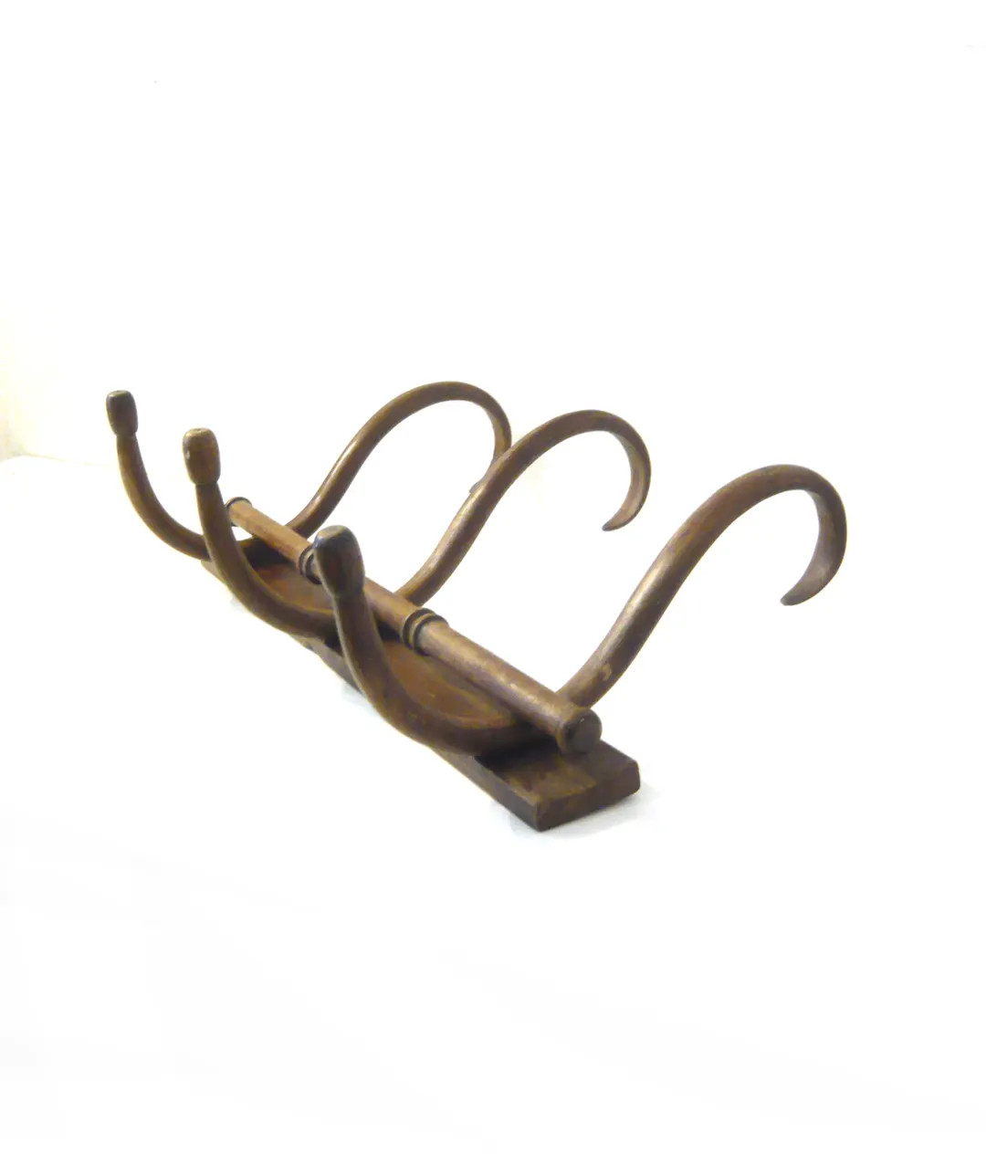 Wooden Coat Rack Hat Rack Antique Curved Wood Coat Rack With 3 Knobs Entryway Decor Home Decor 19... | Etsy (US)